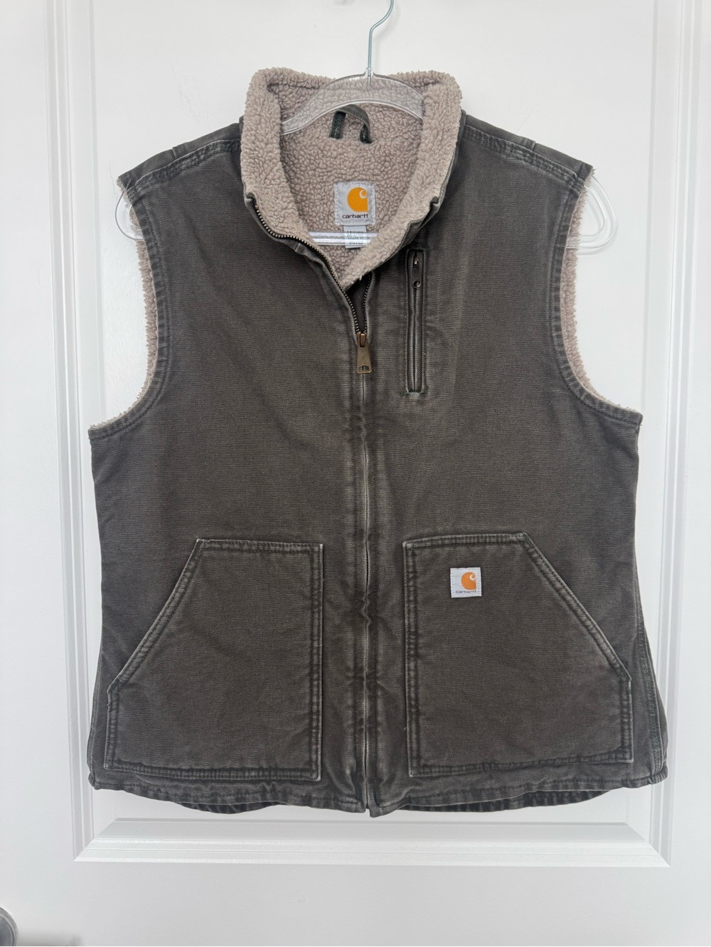 Carhartt Women's WV001-383 Sandstone Duck Sherpa Lined Vest Medium